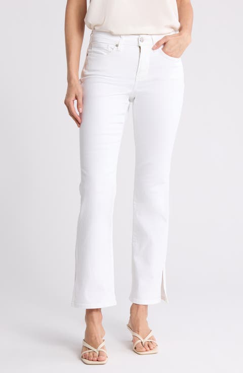 Barbara Split Hem Bootcut Jeans (Optic White)
