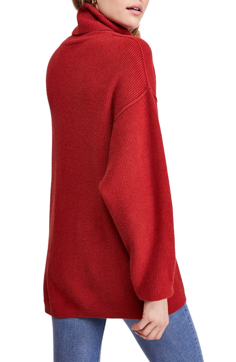 Free People Softly Structured Knit Tunic, Alternate, color, Brick Red