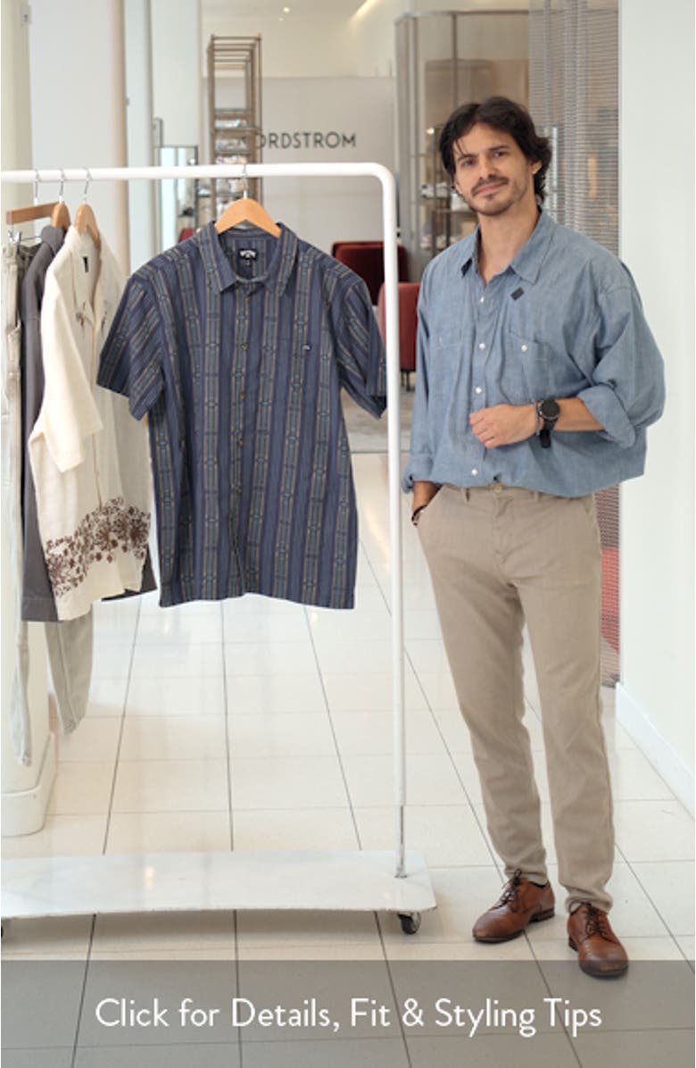 Sundays Stripe Jacquard Short Sleeve Cotton Button-Up Shirt, sales video thumbnail