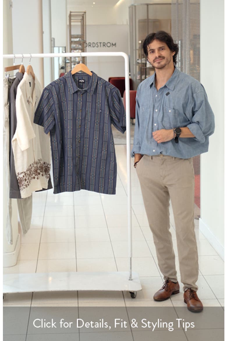 Sundays Stripe Jacquard Short Sleeve Cotton Button-Up Shirt video