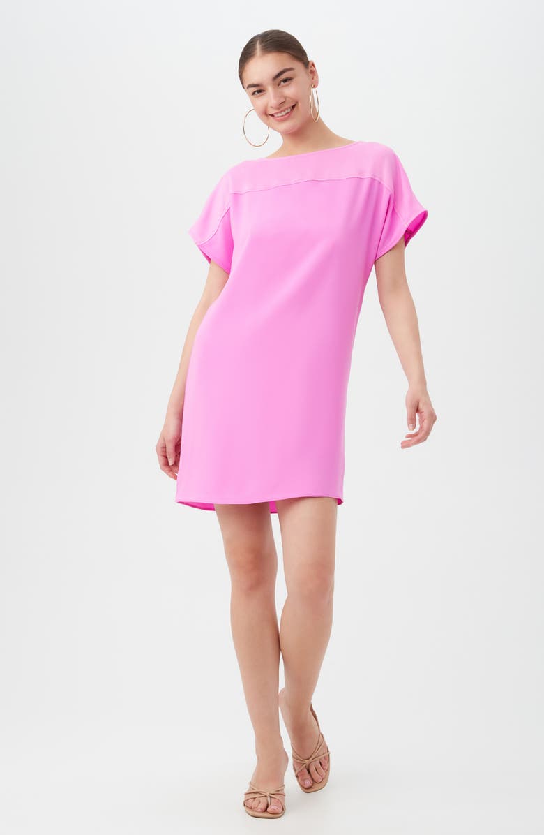 Trina Turk Hydee Short Sleeve Shift Dress, Alternate, color, Piazza Pink
