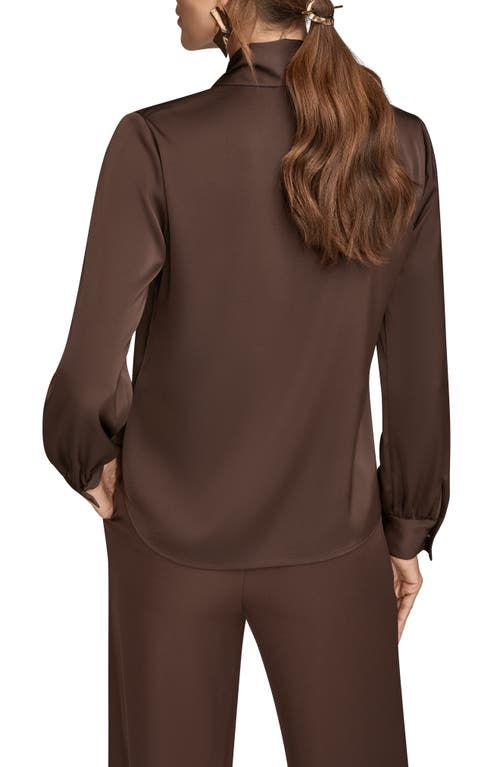 Donna Karan New York Hammered Satin Wrap Top In Brown