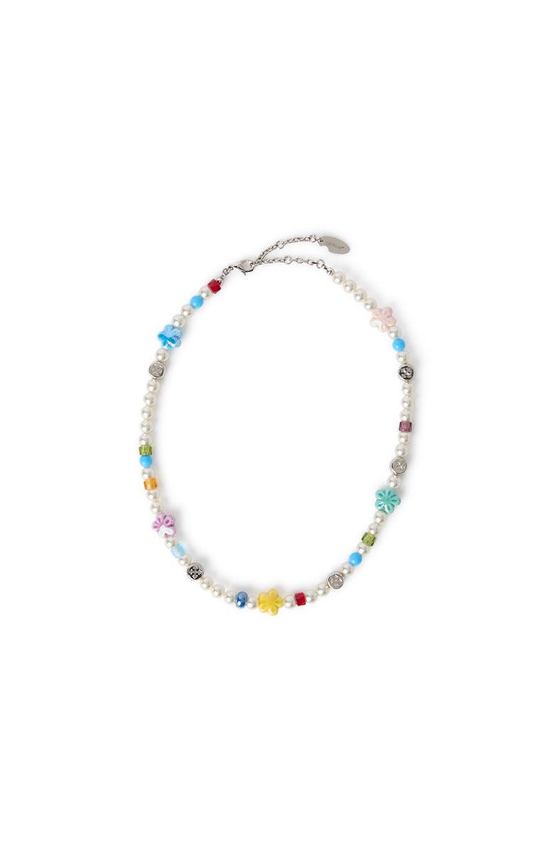 Off-White Women's Arrow Pearl & Beads Necklace, Main, color, Silver