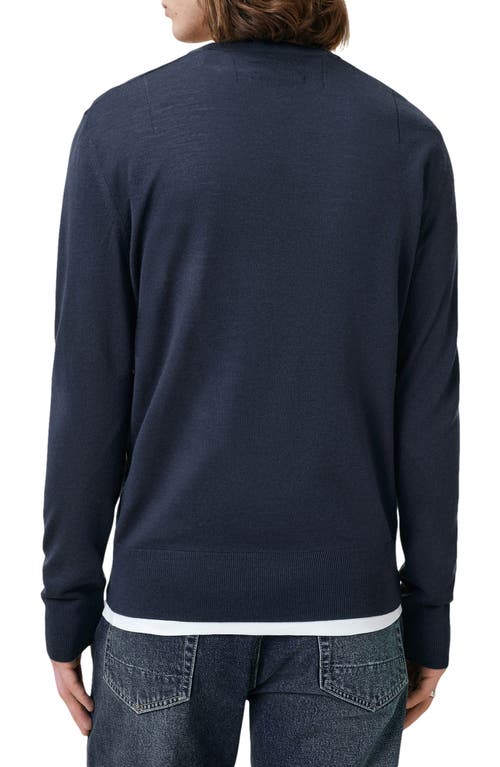 Allsaints Mode Regular Fit Merino Wool Sweater In Navy Blue