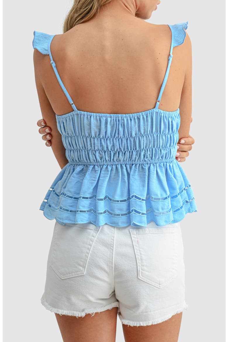 Ruffle Peplum Sleeveless Top, Alternate, color, BLUE