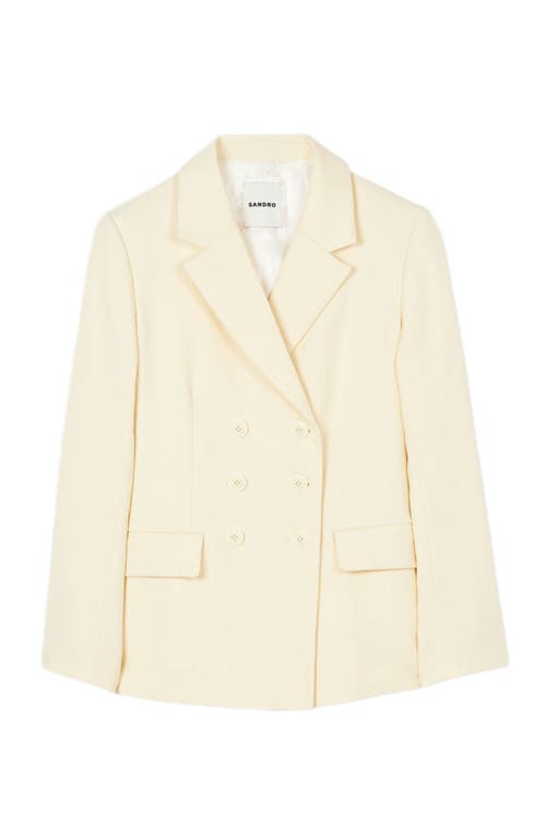 Sandro Double-breasted Suit Jacket In Ecru