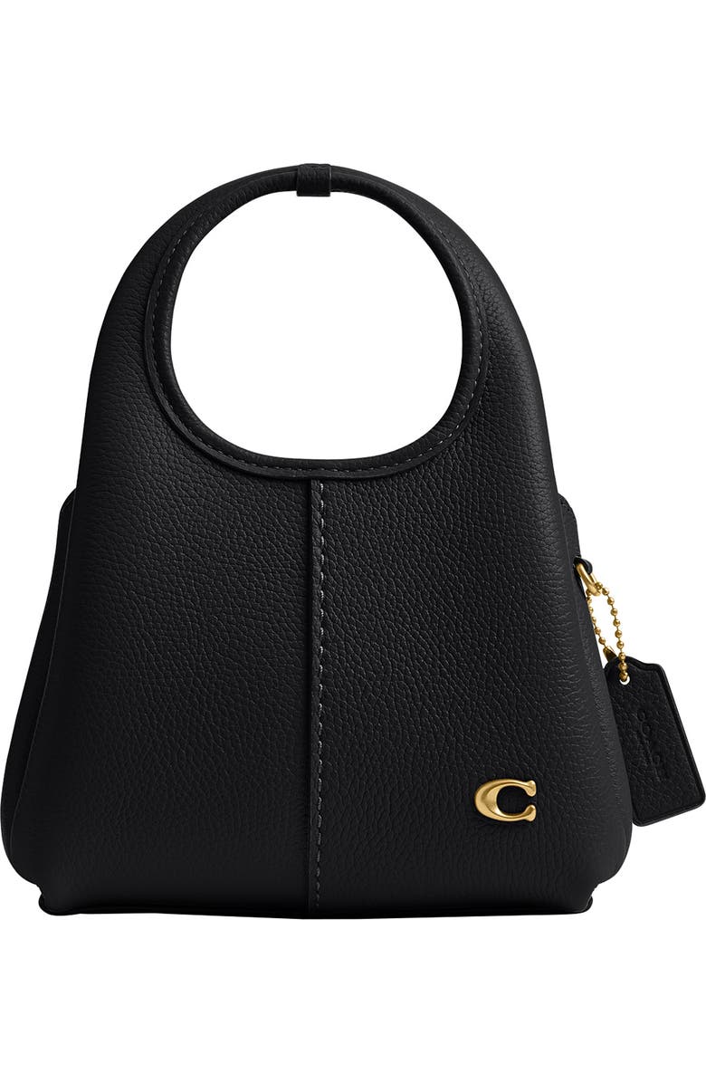 COACH Lana Polished Pebble Leather Shoulder Bag, Main, color, B4/ Black