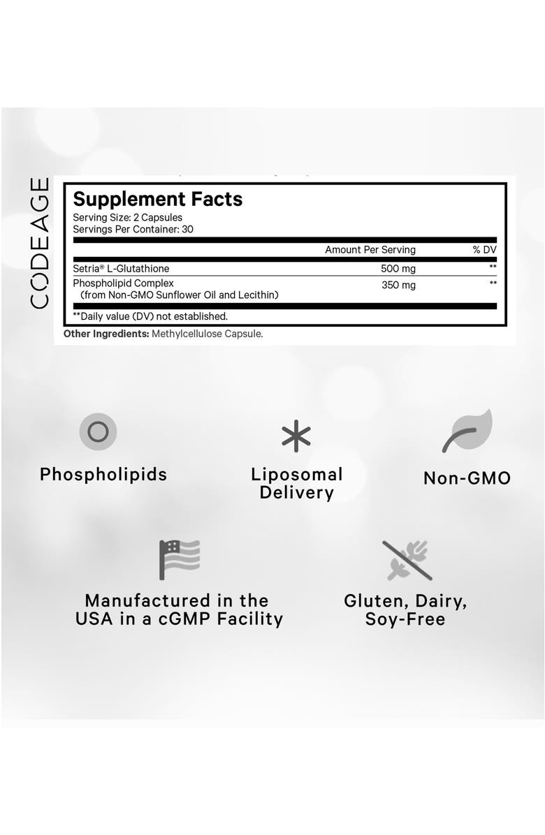 Codeage Liposomal Glutathione Setria<sup>®</sup> L-Glutathione Supplement, Alternate, color, 