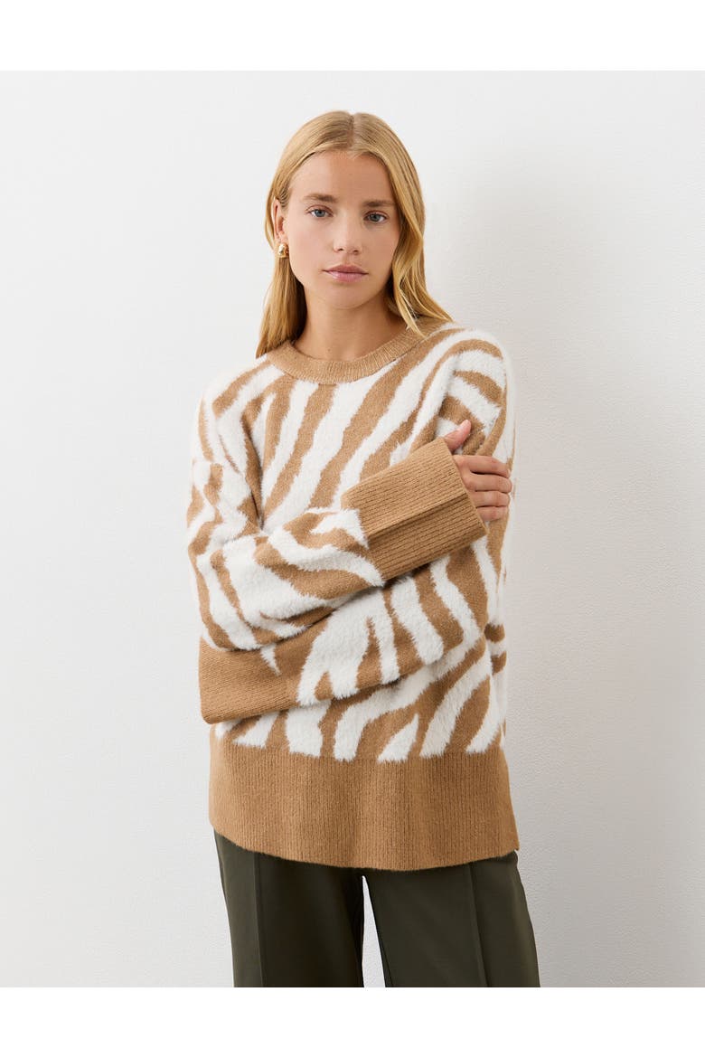 Tully Animal Print Knitted Sweater, Alternate, color, Tan Zebra