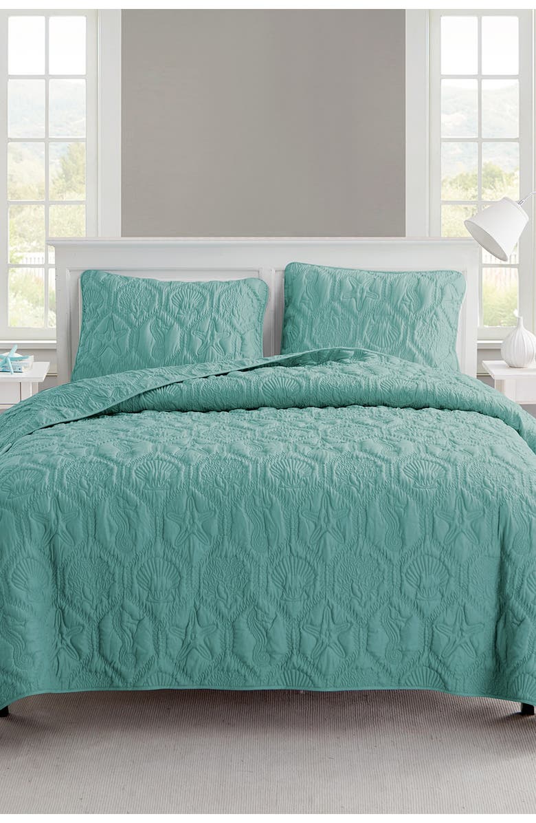 VCNY HOME Shore Embossed Quilt Set - Queen, Alternate, color, Blue