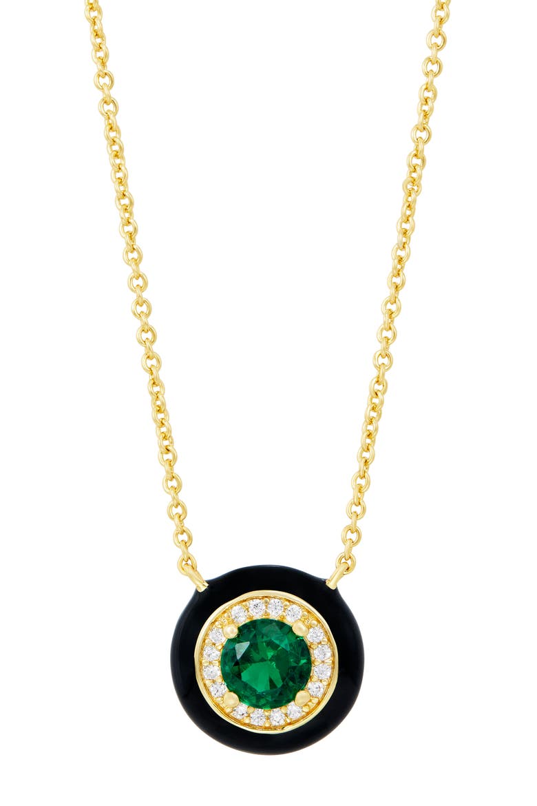 Enamel and Cubic Zirconia Pendant Necklace, Main, color, YELLOW