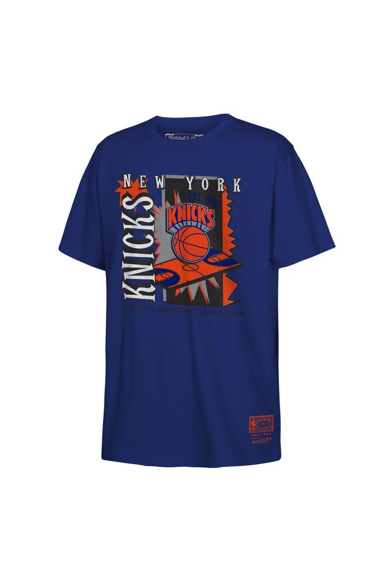 Youth Mitchell & Ness Blue New York Knicks Retro '90s Poster T-Shirt, Main, color, Blue
