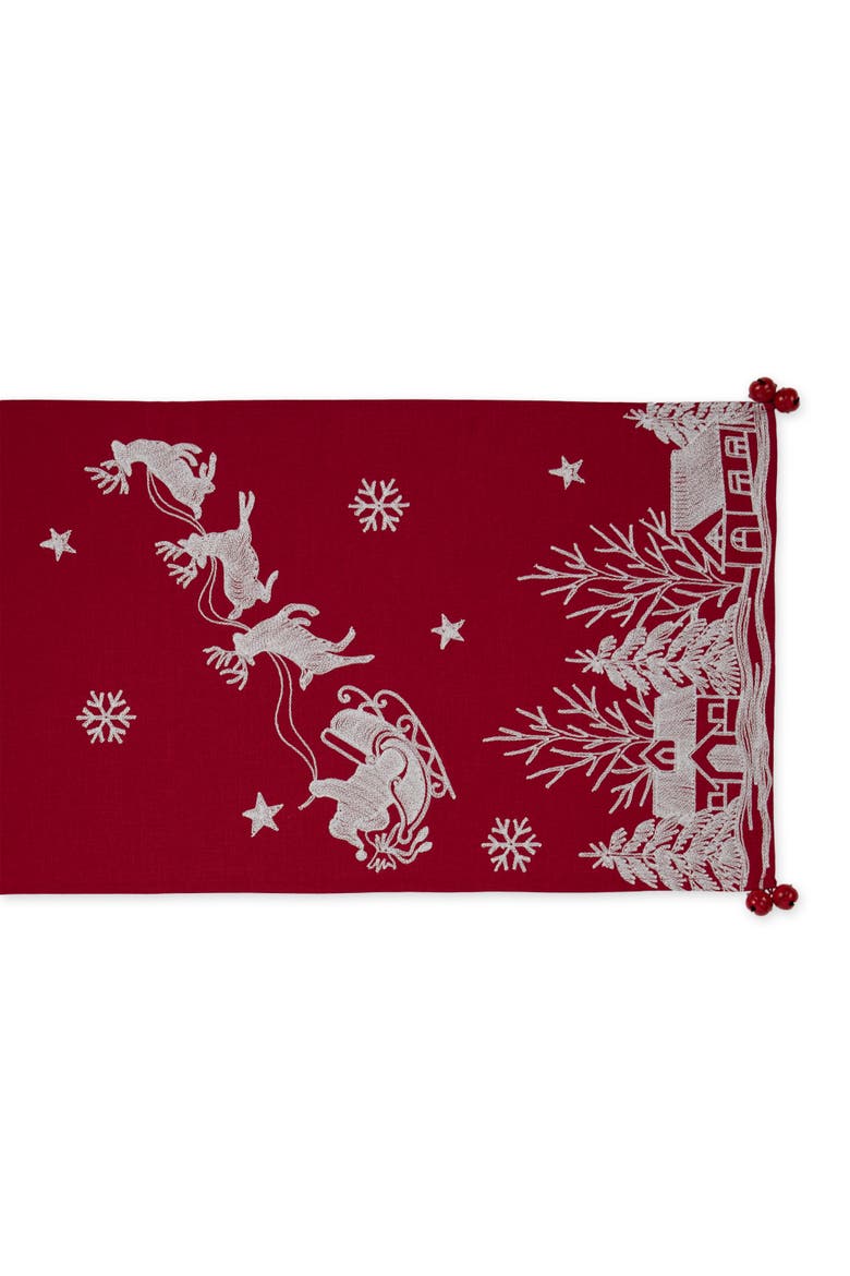 Santa's Sleigh Embroidered Table Runner, Alternate, color, Santa's Sleigh