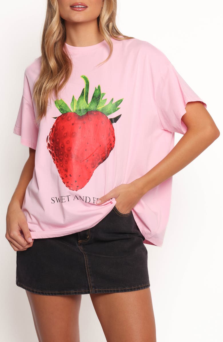 Petal & Pup Cerise Strawberry Graphic T-Shirt, Main, color, Strawberry