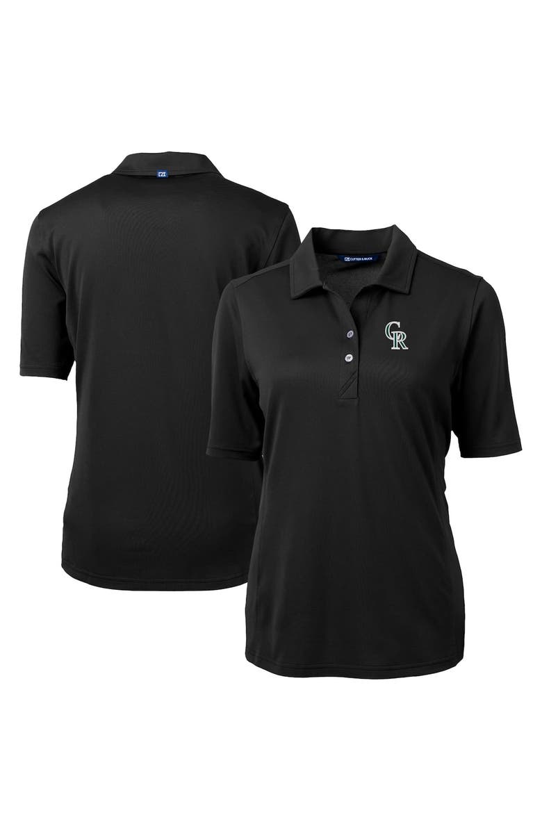 Cutter & Buck Women's Cutter & Buck Black Colorado Rockies City Connect Virtue Eco Pique Recycled Polo, Alternate, color,