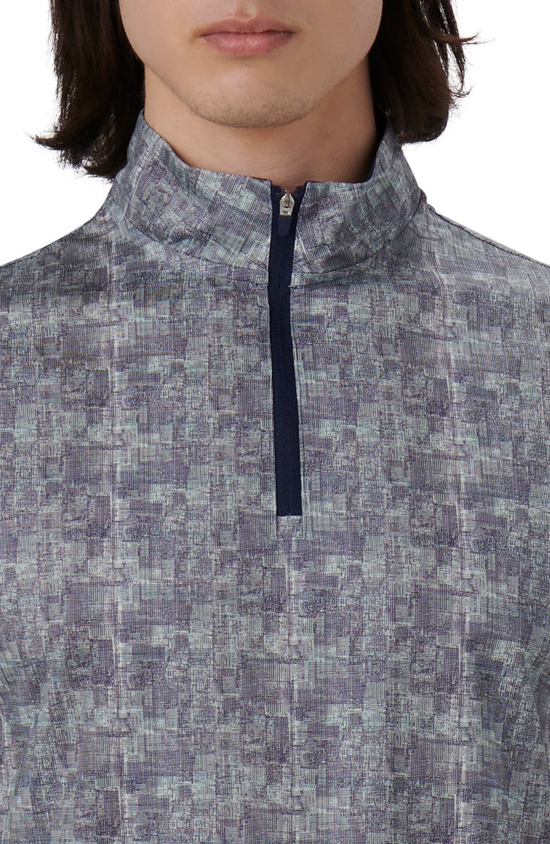 Bugatchi OoohCotton<sup>®</sup> Print Quarter Zip Pullover, Alternate, color, 
