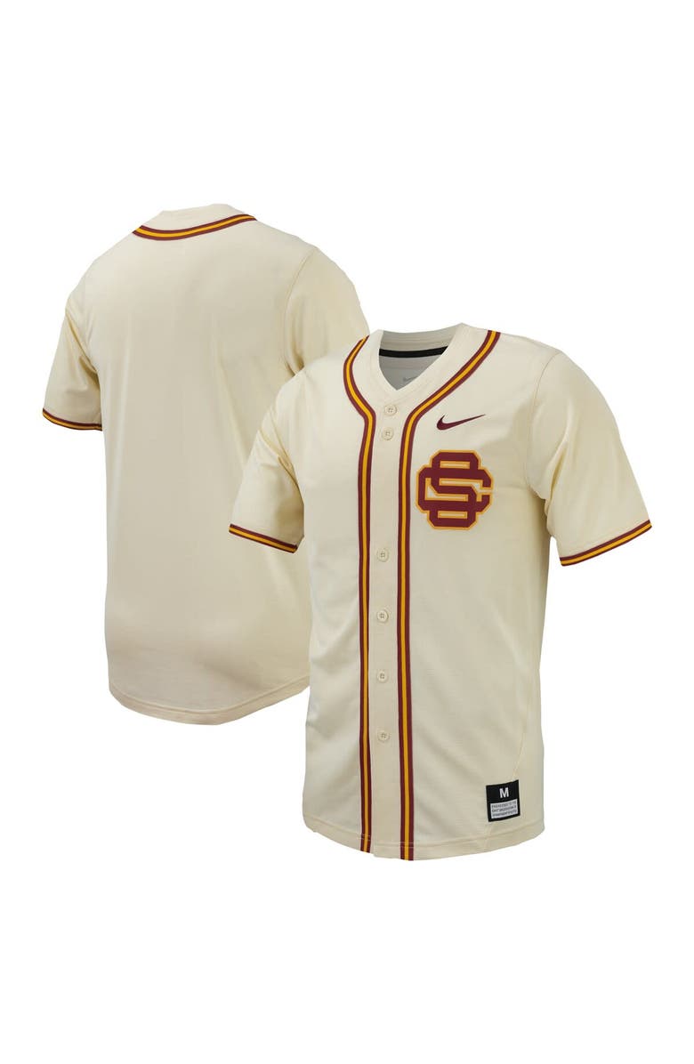 Nike Men's Nike Cream USC Trojans Replica Full-Button Baseball Jersey, Main, color, 
