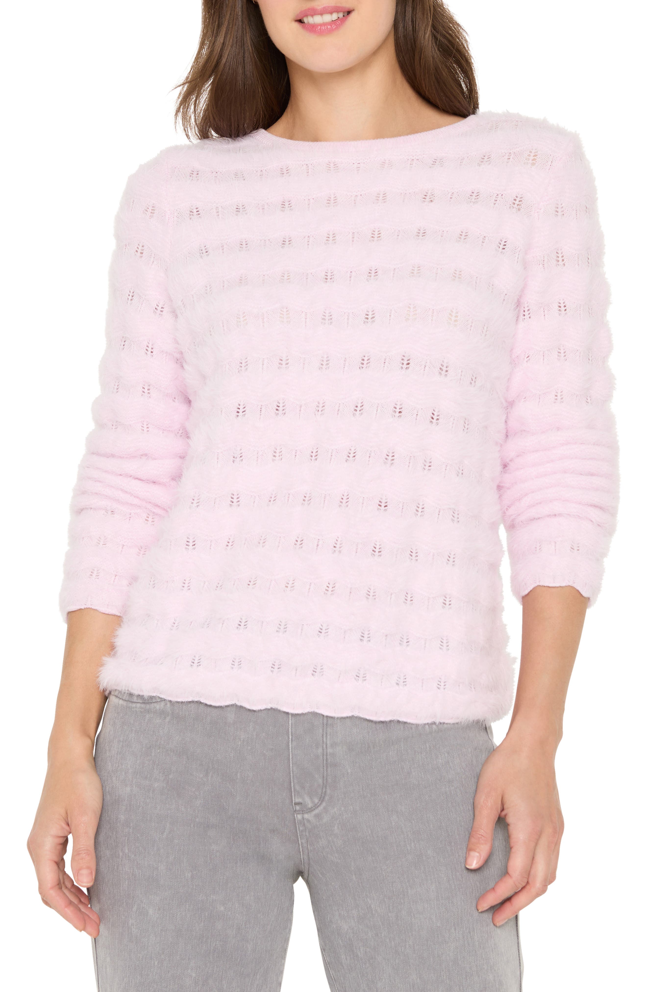 Nic + Zoe Nic+zoe Cozy Waves Striped Sweater In Pink