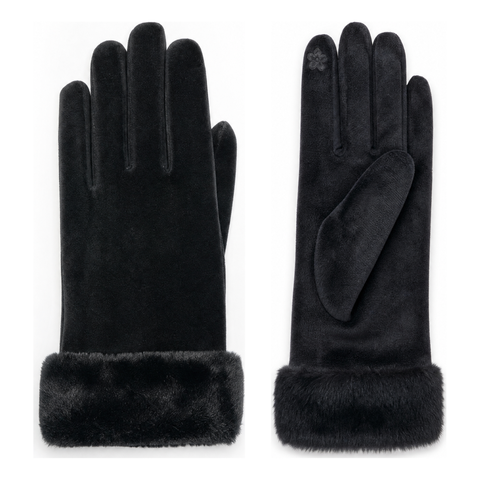 Women's Velvet Glove with Faux Fur Cuff