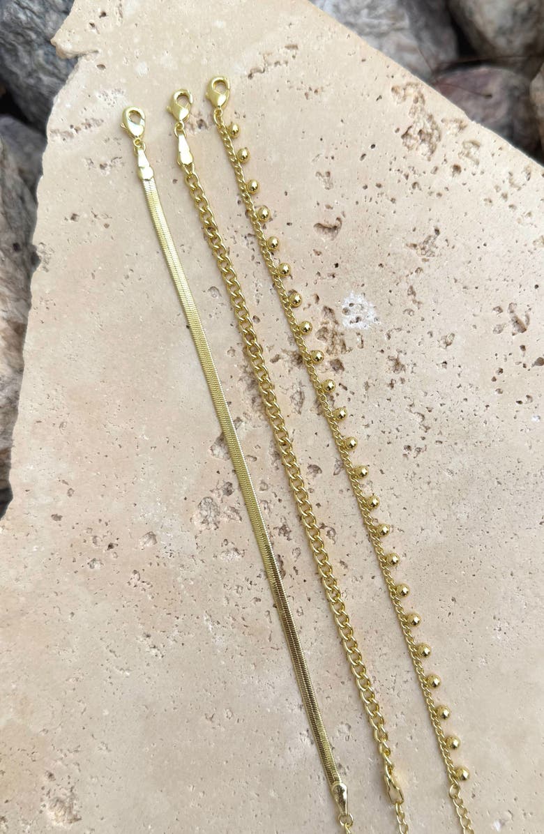 Adornia Set of 3 Assorted Chain Bracelets, Alternate, color, Gold