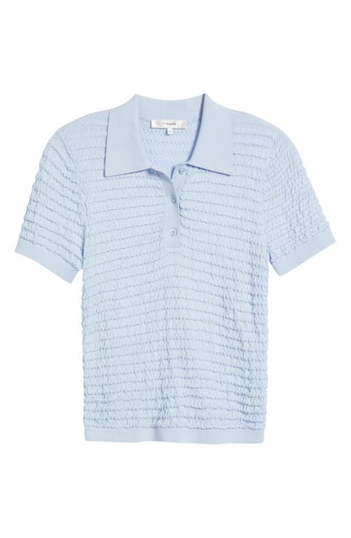 Frame The Smocked Silk Polo In Light Chambray