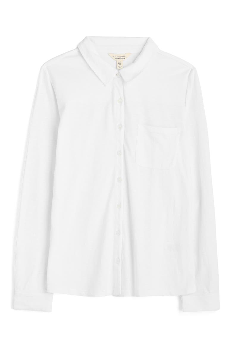 Teasel Head Organic Cotton Knit Button-Up Shirt, Alternate, color, SALT
