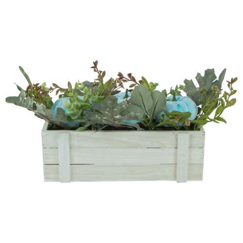 Northlight Fall Harvest Foliage And Pumpkins In Wooden Planter In Multi