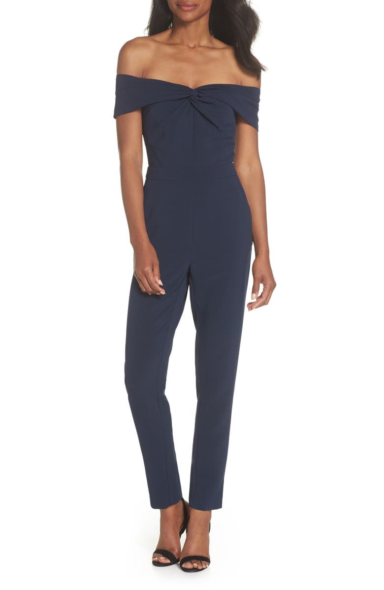 Adelyn Rae Karlie Off the Shoulder Jumpsuit, Main, color, 