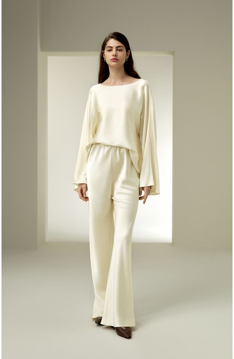 Lilysilk Silk Charmeuse Crewneck Blouse, Alternate, color, Lily White