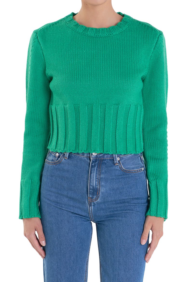Cutout Crop Sweater, Alternate, color, GREEN
