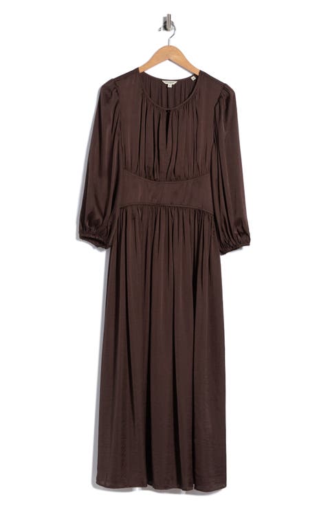 Keyhole Balloon Sleeve Maxi Dress