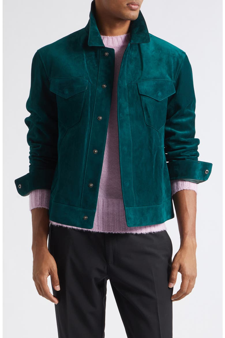 Suede Western Jacket, Main, color, GCU EMERALD