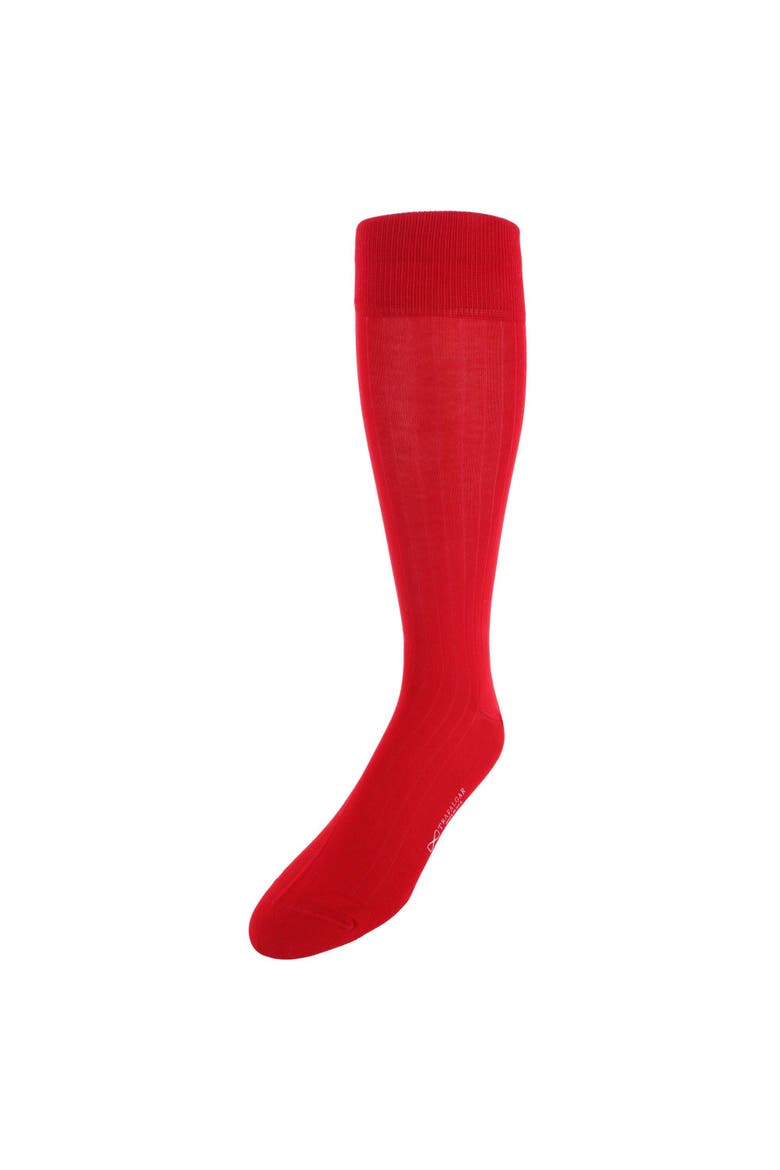 Jasper Mercerized Cotton Ribbed Mid-Calf Solid Color Socks, Main, color, Red
