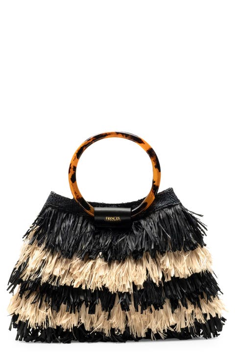 Shaggy Tiered Raffia Fringe Tote