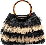 Frances Valentine Shaggy Tiered Raffia Fringe Tote
