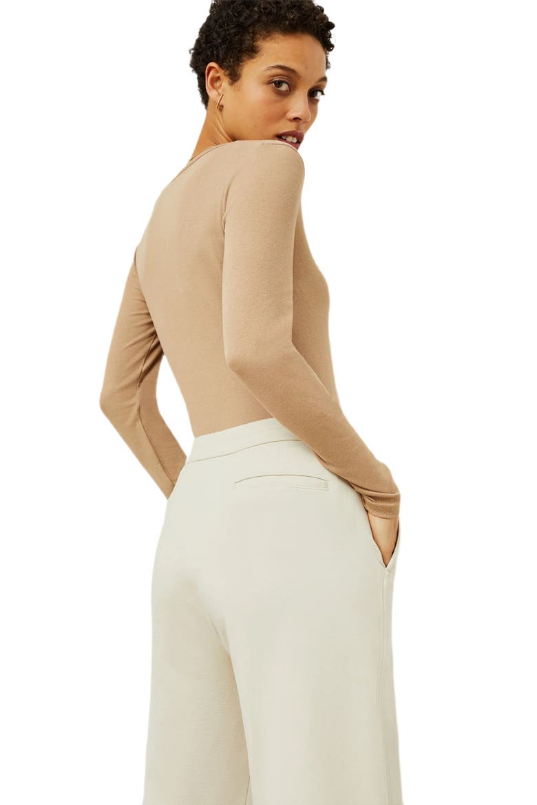 Marcia Ribbed Pima Cotton Layering T-Shirt, Alternate, color, Camel