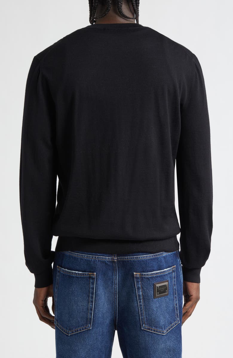 Dolce&Gabbana Long Sleeve Wool Crewneck T-Shirt, Alternate, color, Nero