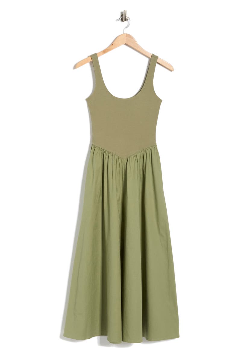 Mixed Media Tank Dress, Alternate, color, OLIVE ACORN