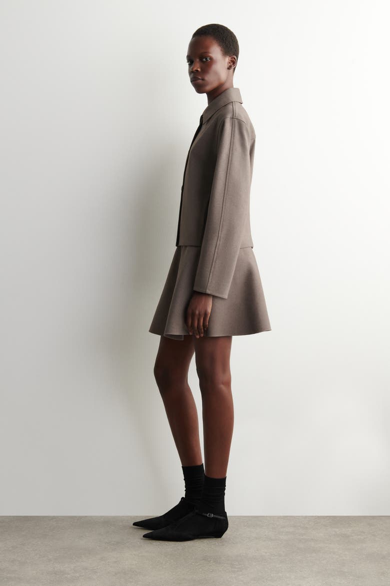 Flared Jersey Mini Skirt, Alternate, color, BROWN
