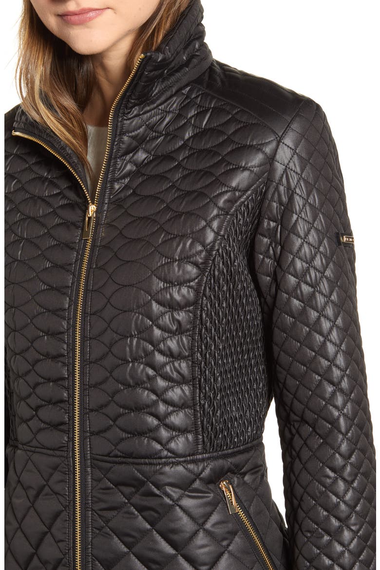 Water Repellent Quilted Jacket, Alternate, color, BLACK