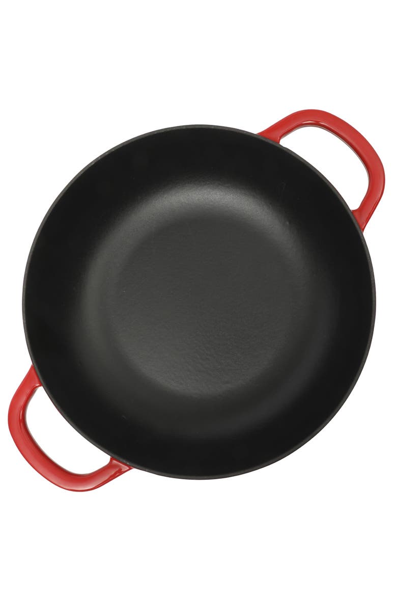 5 Quart Enameled Cast Iron Multi-Use Everday Pan With Borosilicate Lid, Alternate, color, Red
