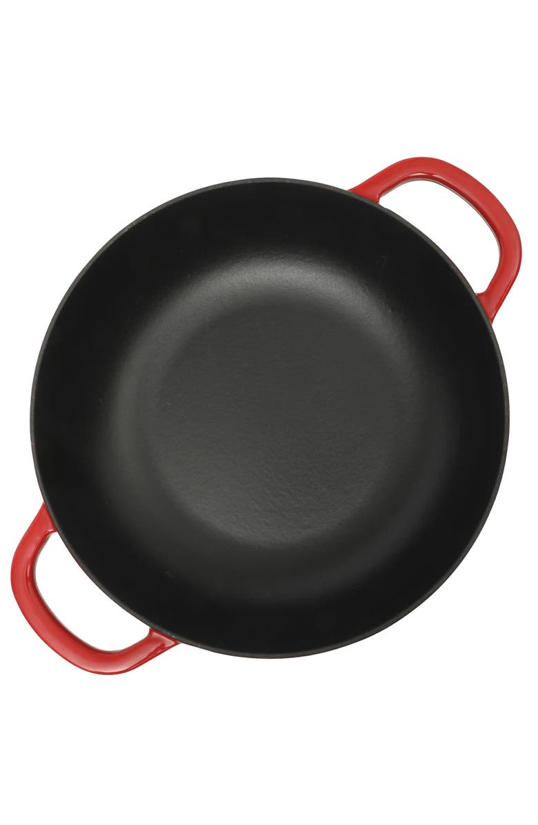 CROCK POT 5 Quart Enameled Cast Iron Multi-Use Everday Pan With Borosilicate Lid, Alternate, color, Red