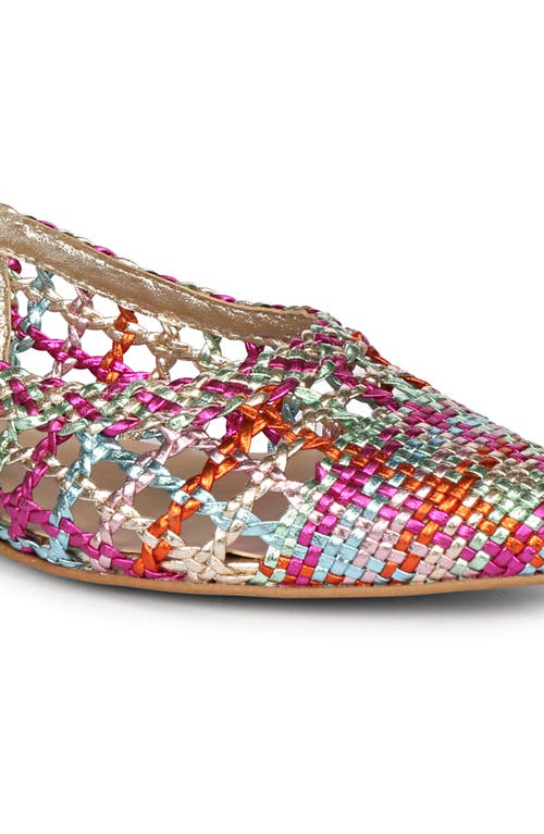 Saint G Chayya Metallic Woven Slingback Flat In Rainbow