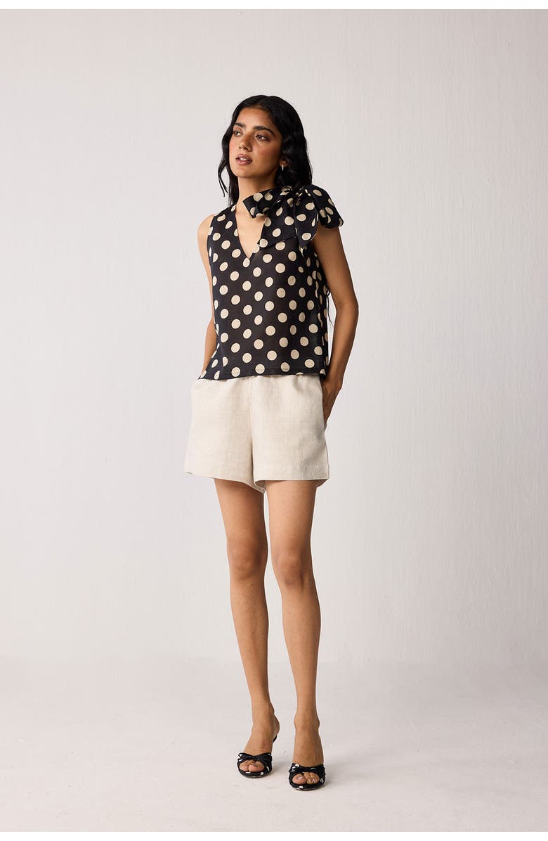 Reistor V-Neck Top with Bow Detail, Alternate, color, Midnight Confetti
