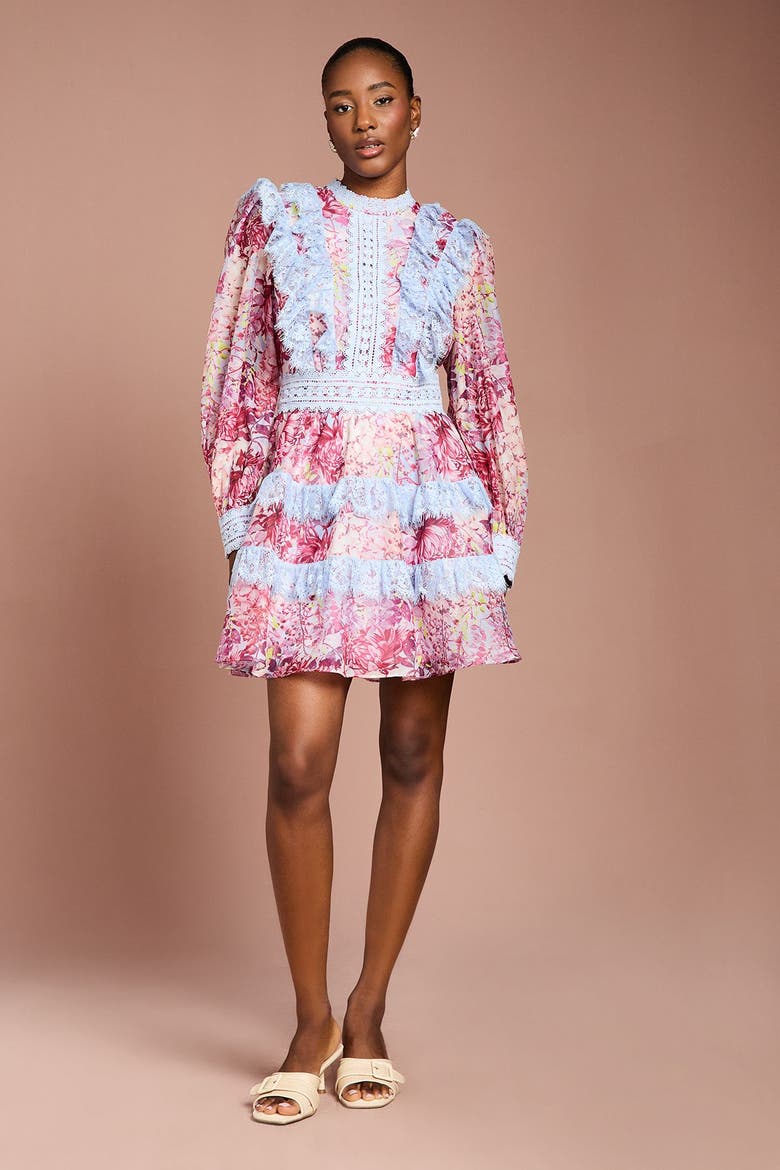 Lace Mini Dress, Alternate, color, Pink