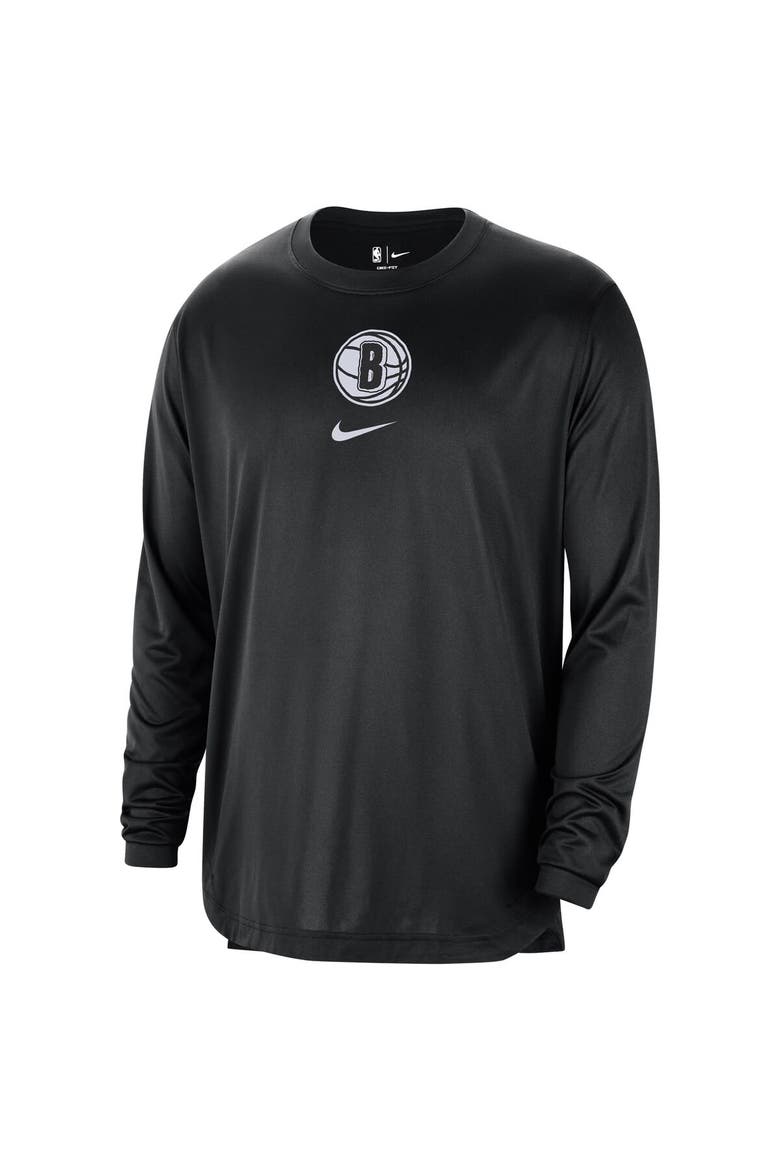 Men's Nike Black Brooklyn Nets 2023/24 City Edition Authentic Pregame Performance Long Sleeve Shooting T-Shirt, Alternate, color, Black