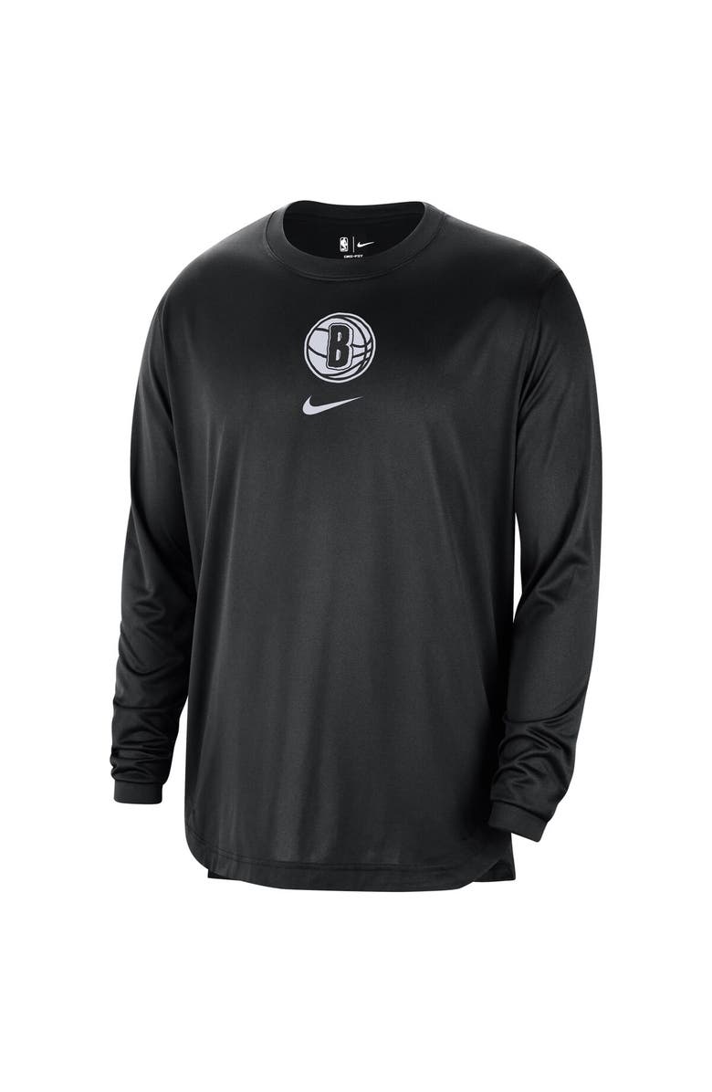 Nike Men's Nike Black Brooklyn Nets 2023/24 City Edition Authentic Pregame Performance Long Sleeve Shooting T-Shirt, Alternate, color,