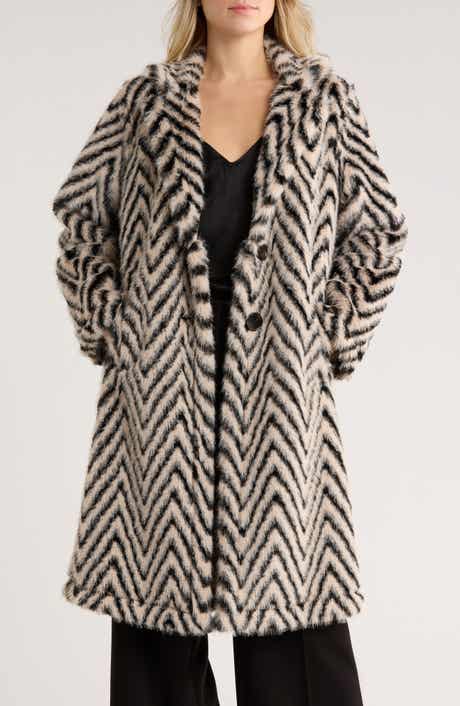 JASON WU Chevron Faux Fur Coat