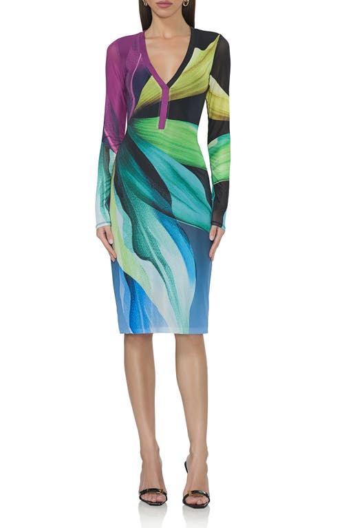 AFRM AFRM DIANE PLUNGE NECK LONG SLEEVE MESH DRESS