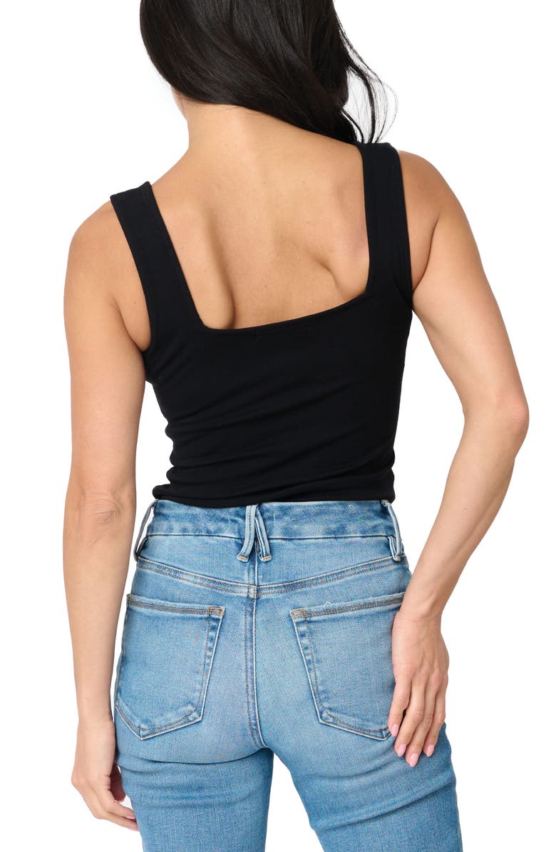 GIBSONLOOK Square Neck Ponte Tank Bodysuit, Alternate, color, Black